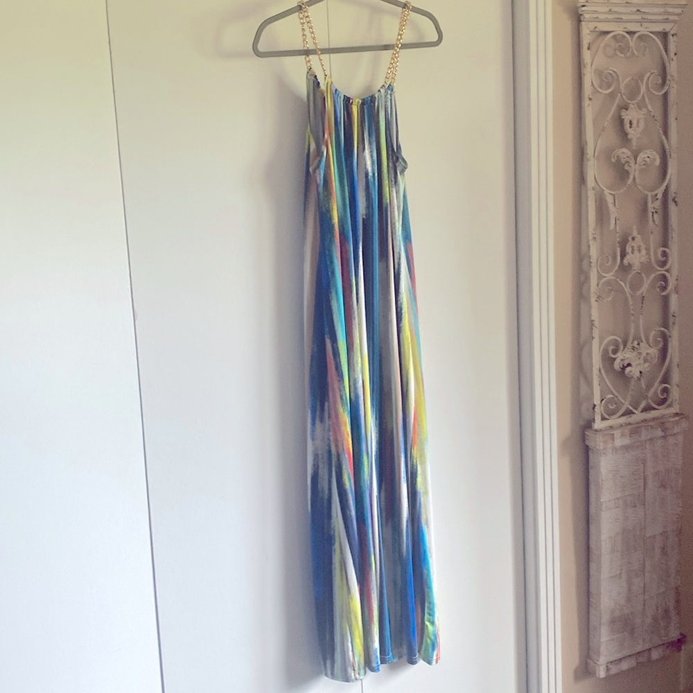 Nina Leonard Chainlink Maxi Dress; Multicolored.
